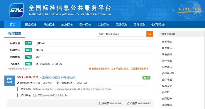 1《人工智能 知识图谱 知识交换协议》（GBT 45628-2025）